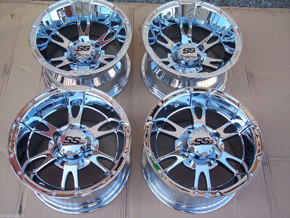   ITP SS112 Chrome Aluminum ATV Wheels New Set 4 Life Warranty