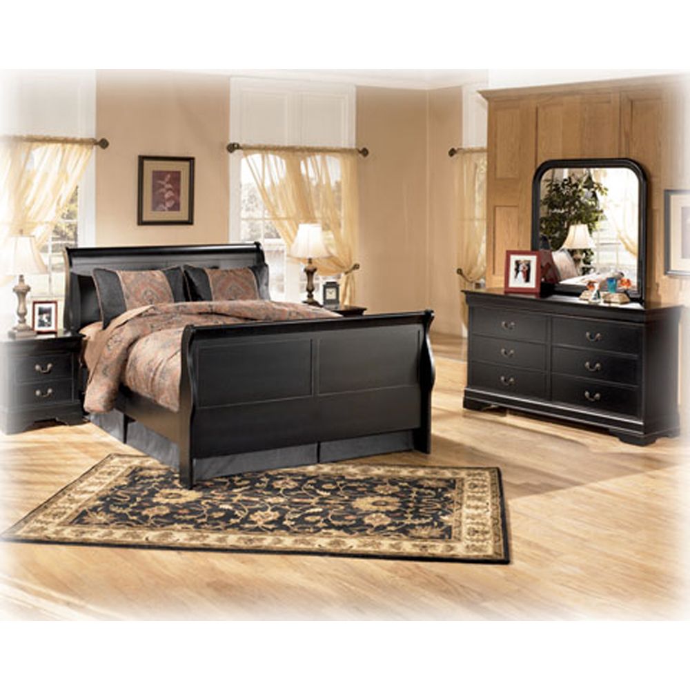 ASHLEY NAYDEEN KING SLEIGH BED BLACK FINISH SET  NEW