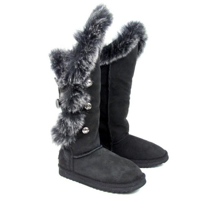 Australia Luxe Collective Nordic Angel Tall Sheepskin Black Fur Suede 