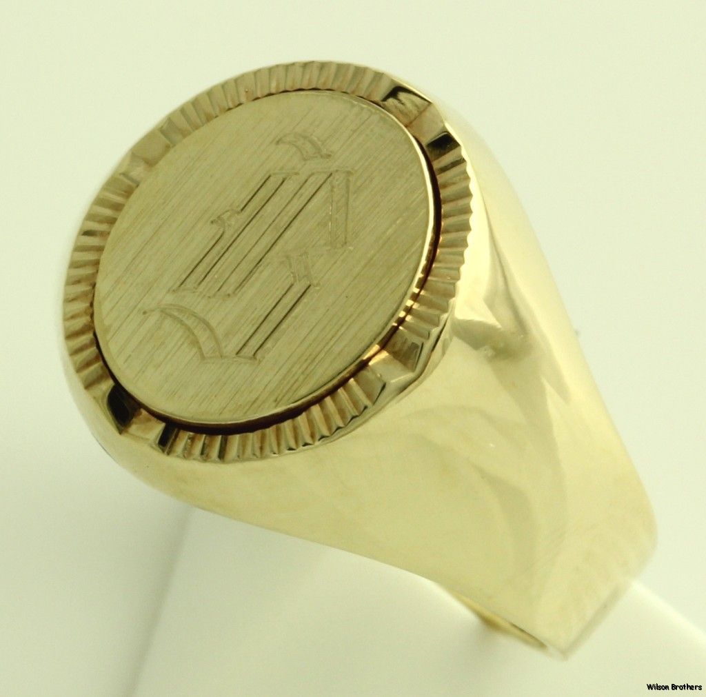 Letter B Initial Ring   10k Yellow Gold   Monogram Engraved Signet 