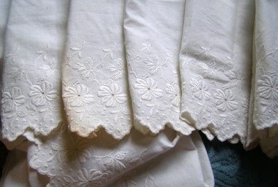 Antique Ayrshire 1800s Lace Petticoat Cotton Trim Fab Embroid Flowers 