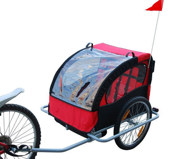Bicycle Baby Trailer Yogger Stroller Kid 2IN1 Double Bike Trailer Red 