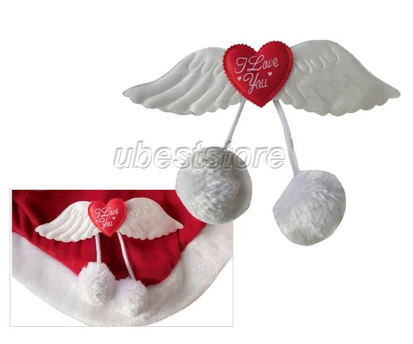   Xmas Cotton Red Hoodie dog clothes christmas Angel Wings cotton padde