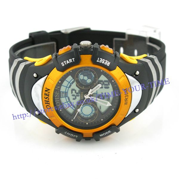   Mens Dual Time Waterproof Diver Sport Wrist Watch LED Backlight