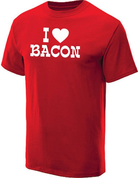 LOVE BACON T SHIRT COOL RETRO FUNNY TEE RED XL
