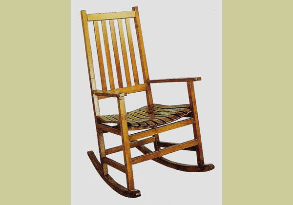 Oak Finish Wooden Porch Rocker Slat Back Rocking Chair