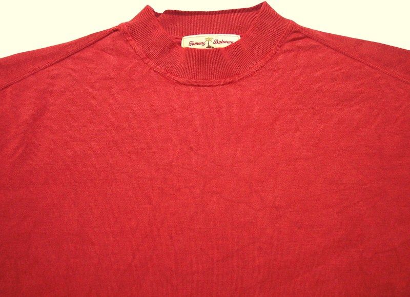 TOMMY BAHAMA MENS SILK BLEND T SHIRT, LONG SLEEVES, BRICK RED, XL 