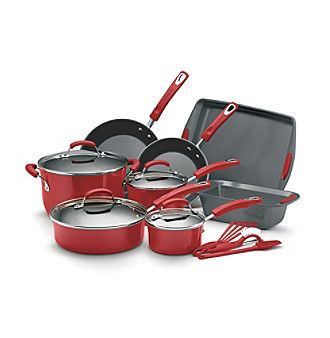 Red 15 Piece Rachael Ray Cookware Bakeware and Tool Set