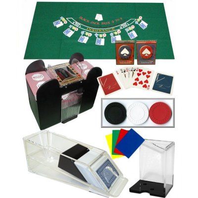 Deck Blackjack Set Shoe Shuffler Layout 100 Chips