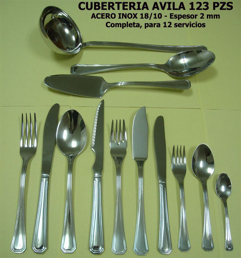 Cuberteria Acero INOX 18 10 Avila 123 Pz Completa Para 12 Servicios 