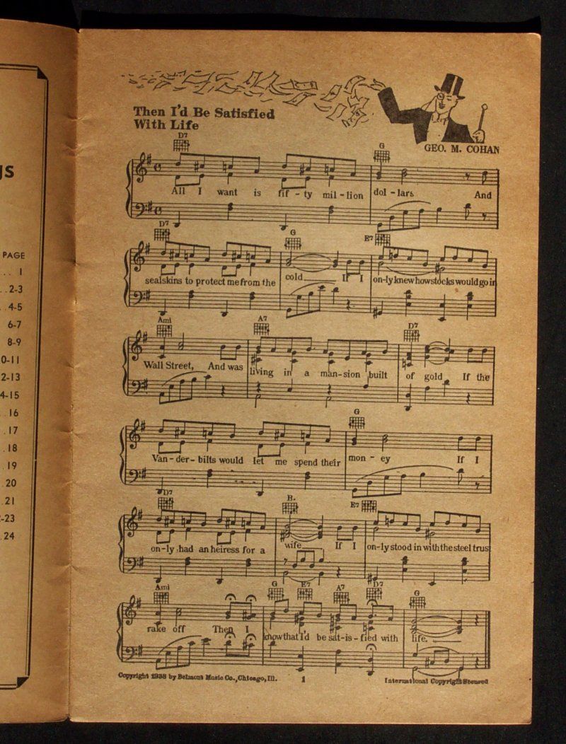 1938 Old Time Favorite Songs Belmont Music Co Chicago