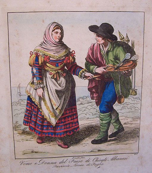 Circa 1816 Bartolomeo Pinelli Costume Engraving Hand Colored Albanian 