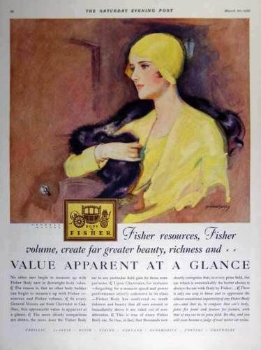 1929 Fisher Automobile Bodies McClelland Barclay Art Ad