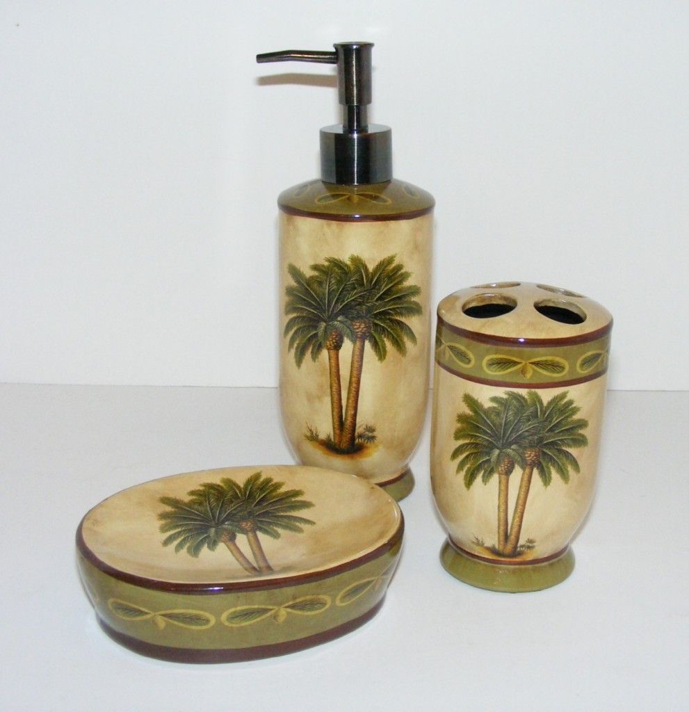 Tropical Palm Tree Bamboo Bath Sets Accessories Choice on ...