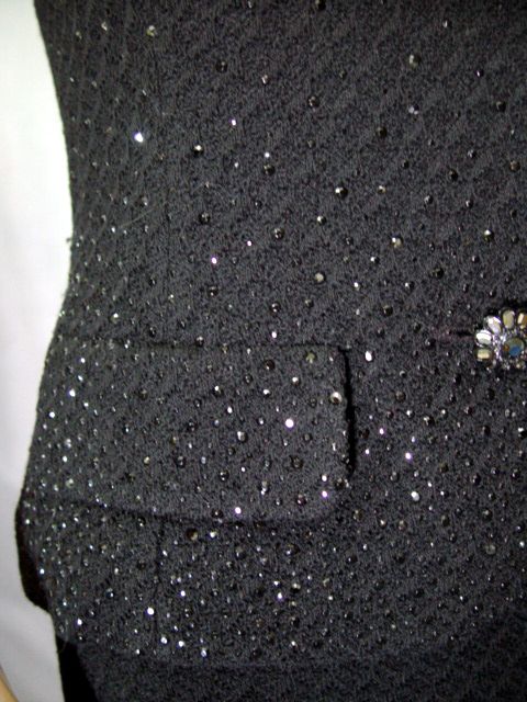 2390 St John Couture Knit Suit 4 All Over Crystals Buttons Buckle 