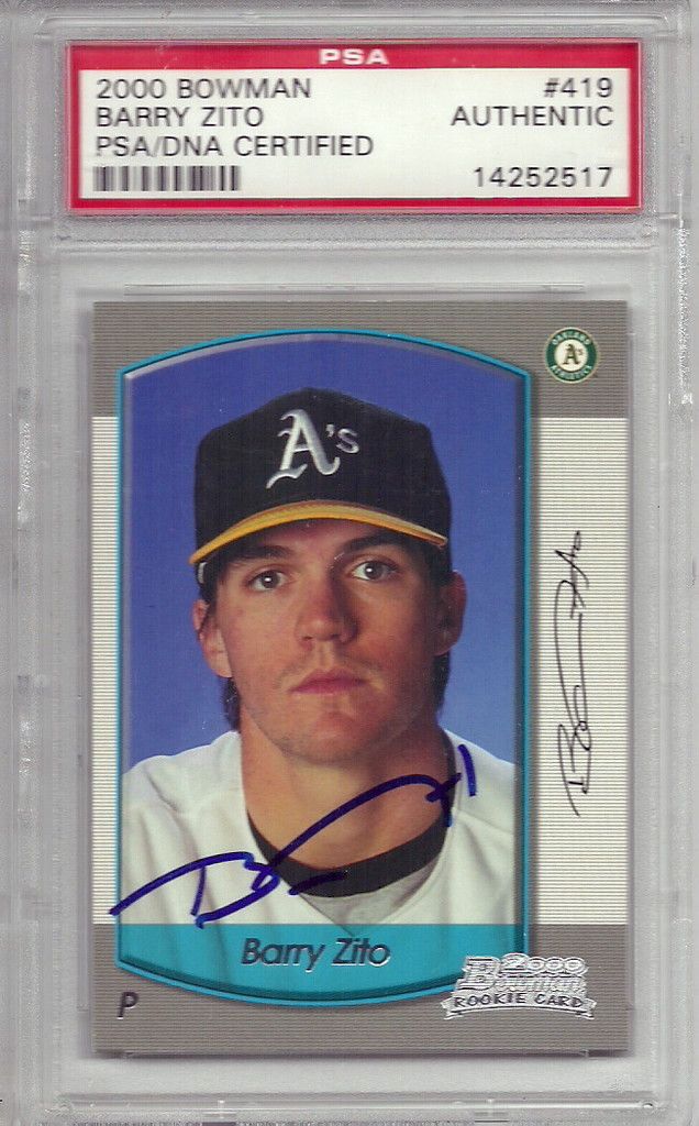 2000 Bowman Barry Zito RC #419 PSA/DNA Authentic Autograph Auto As 