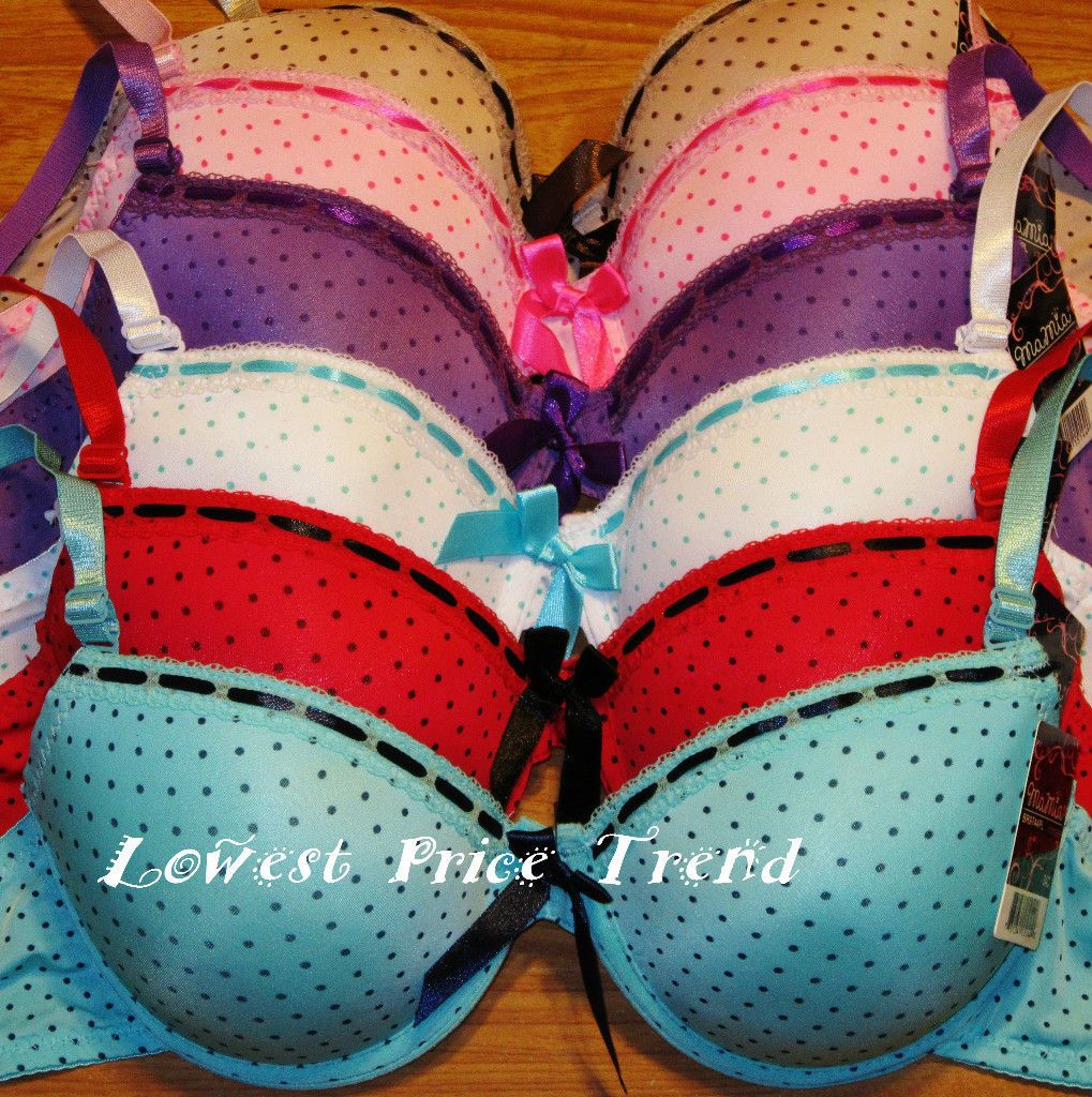 BRAS BR9744PL POLKA DOT 32B 34B36B 38B 34C 36C 38C 40C LACE TRIM 