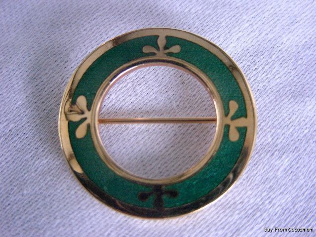 Vtg Green Enamel De Passille Sylvestre Brooch Pin