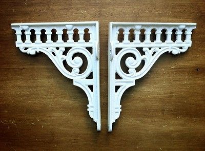 LARGE CAST IRON VICTORIAN SHELF CISTERN BRACKETS ANTIQUE RAILWAY 