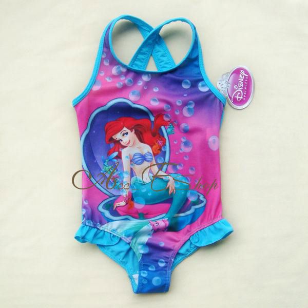 GIRLS PRINCESS ARIEL MERMAID SWIMMING / SWIM COSTUME SWIMSUIT AGES 3 8 