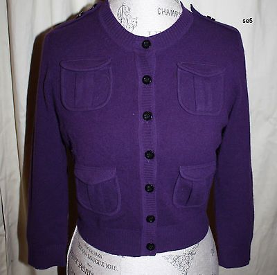 DIANE VON FURSTENBERG PURPLE BUTTONDOWN CROPPED CARDIGAN JACKET 