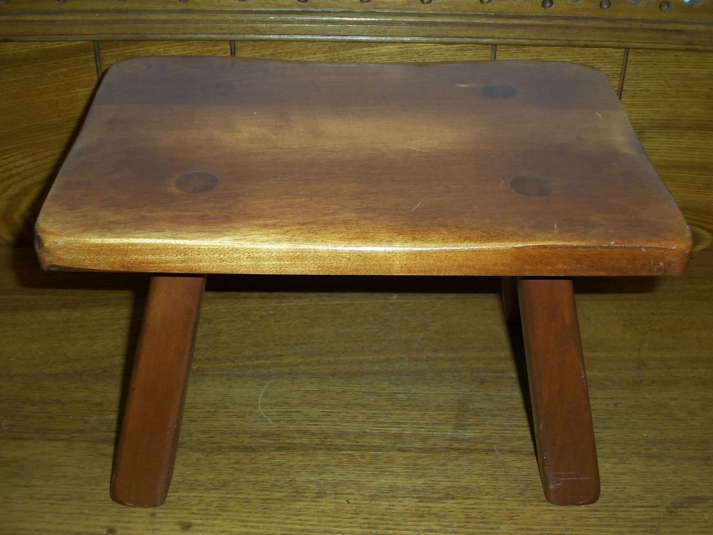 vintage modern solid maple footstool cushman  174