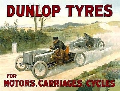 New 30x40cm DUNLOP TYRES vintage enamel style tin metal advertising 