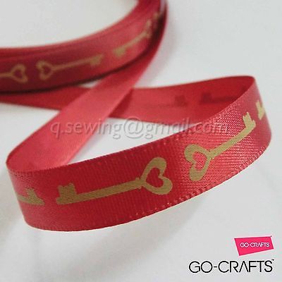 YA407 3/8 5yds CUTE Petty PRINESS KEY baby Red satin ribbon Hairbows 