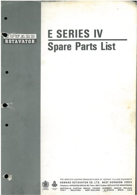 howard rotavator e series mk iv parts manual 2 gtc8a