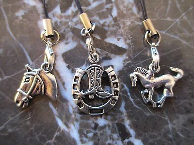 Cowboy Horses Lot of 3 Cell Purse Backpack​ Zipper Pull Charms 