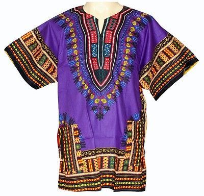 PONCHO DASHIKI AFRICAN CAFTAN ETHIC HIPPIE SHIRT Sz XL (PURPLE 