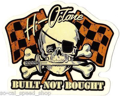 BUILT NOT BOUGHT RAT HOT ROD CUSTOM DECAL CAR AUTO GASSER SKULL TATTOO 