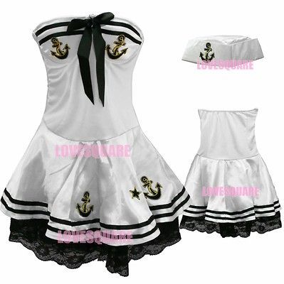 white one piece tube sailor haloween costume hat