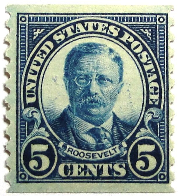 1924 5c t roosevelt dark blue coil scott 602 mint