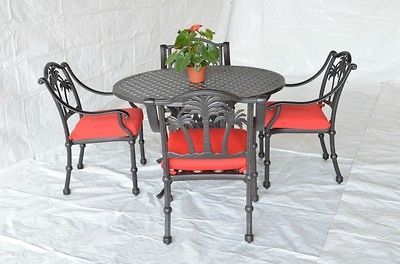 Powder Coated Cast Aluminum 5 pc Patio Dining Set Palms 