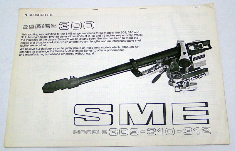 SME Series 300 models 309 310 312 tone arm brochure (copy) vintage