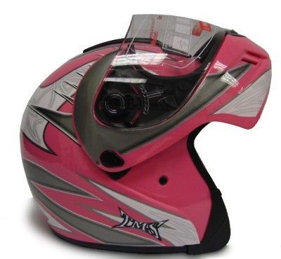 pink modular flip up full face motorcycle helmet dot m