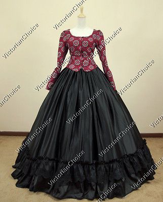   War Victorian Corduroy and Polyester Ball Gown Dress Reenactment 116 M