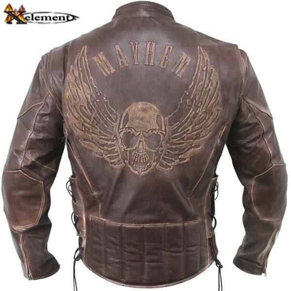 Xelement Mens Flying Skull Racer Jacket Biker Jacket by Xelement