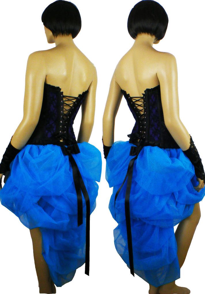 Blue Burlesque Carnival Mardi Gras Moulin Rouge Dress Up Costume Skirt 