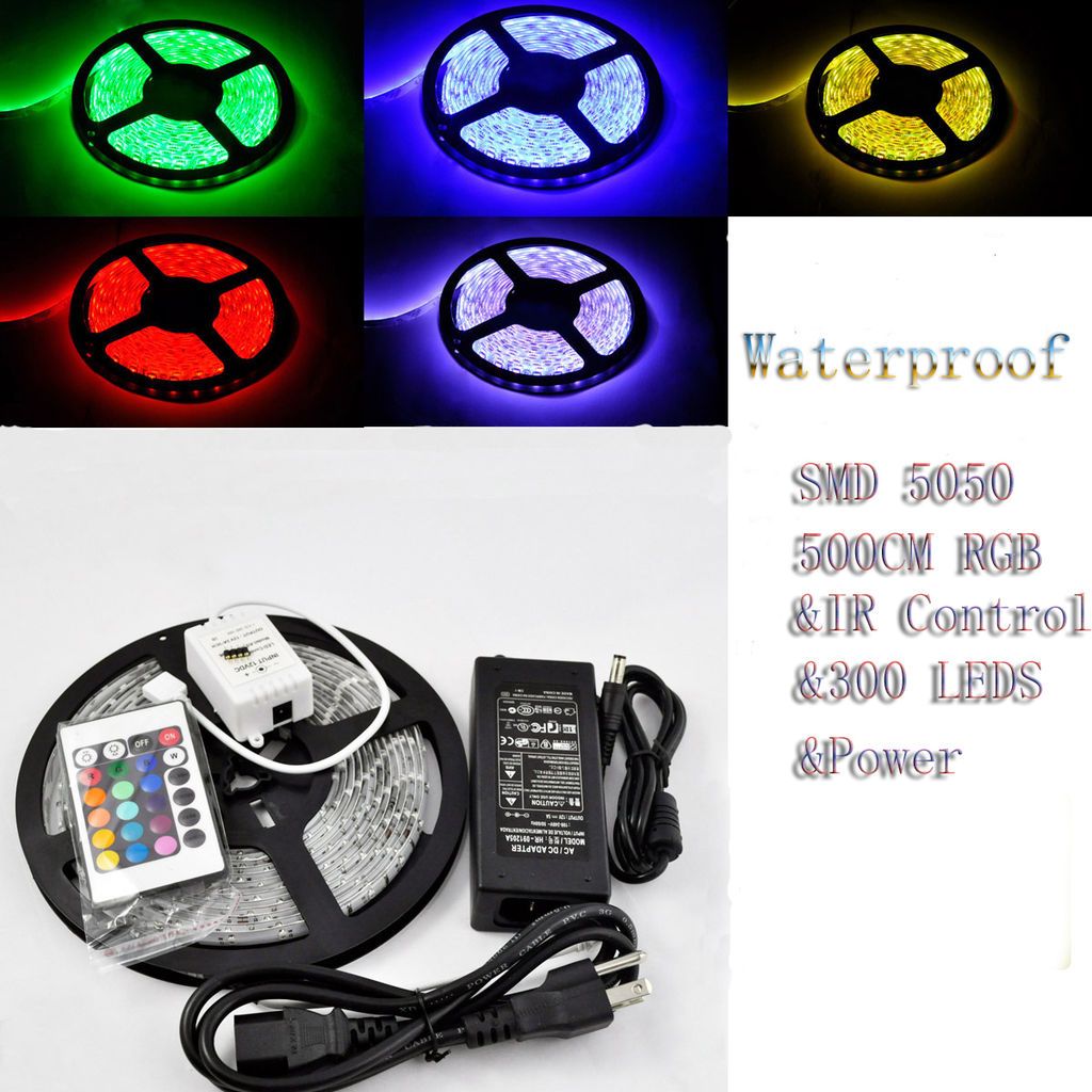 5M 12V 300 SMD LED 5050 Waterproof RGB SMD Lamp Strip Light 60LEDS/M 