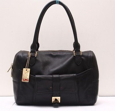 298 Ralph Lauren   Governors Lodge Black Leather Pocket Satchel 