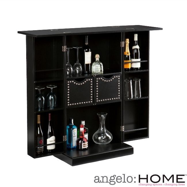 angelo home beekman black fold away bar black finish 10