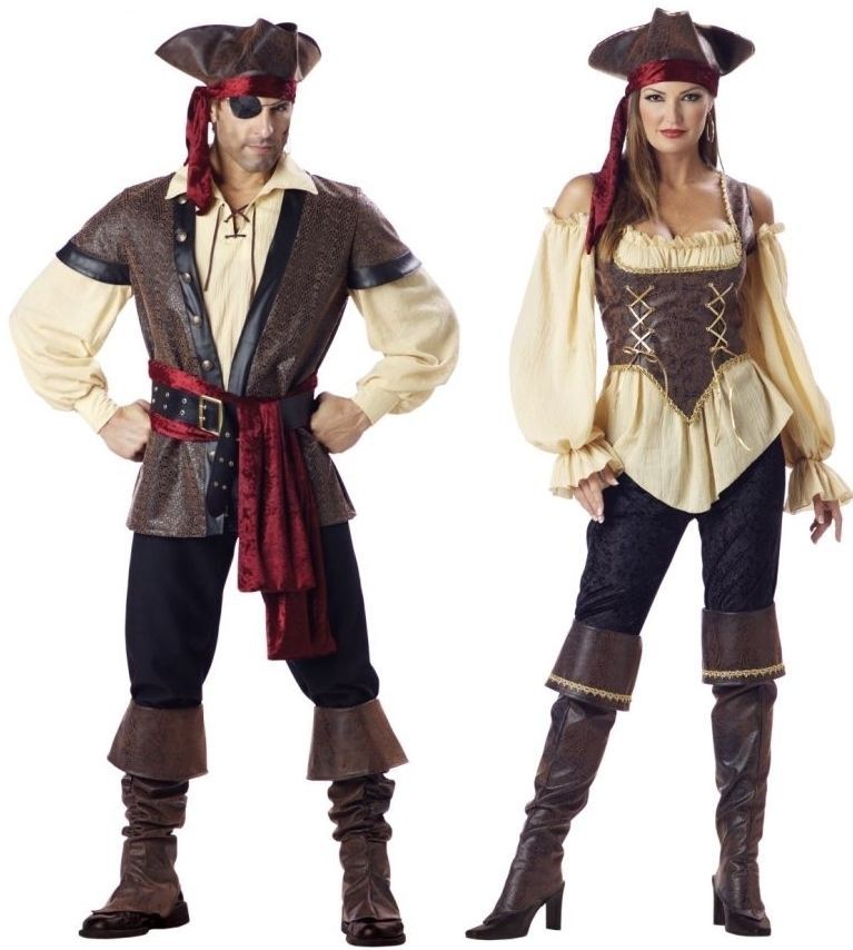 COUPLES PIRATE QUALITY COSTUME Rustic Party Lady Man Pair Partner 