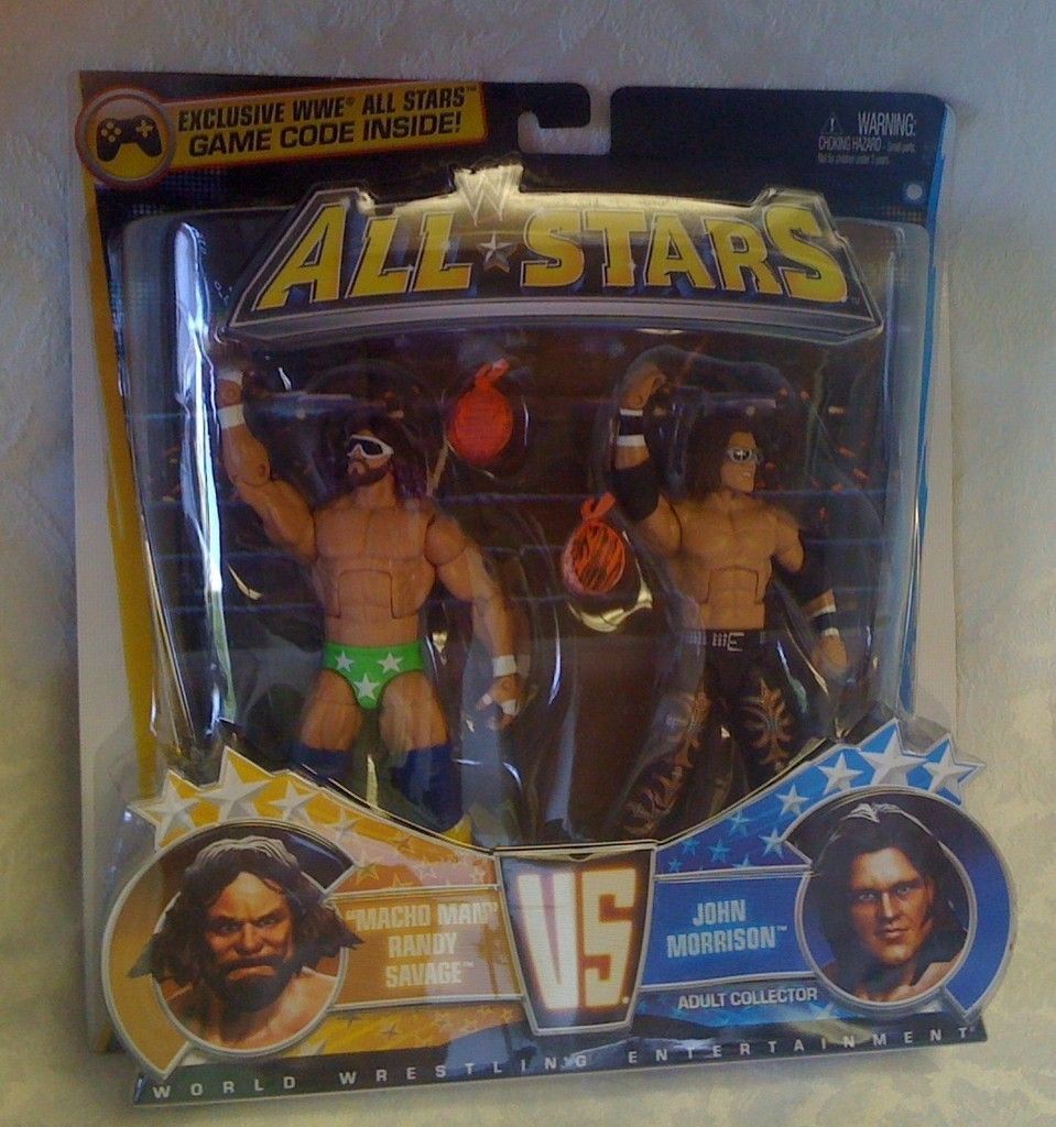 randy macho man and john morrison wwe all star figures