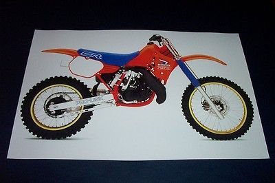 86 HONDA CR 250 MOTOCROSS DIRT BIKE POSTER CR250 500 vintage motor 