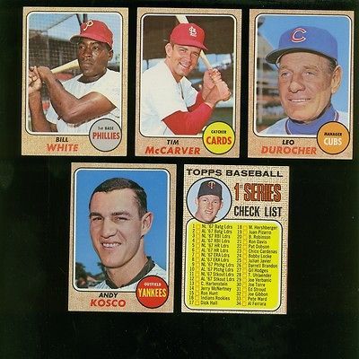 1968 topps baseball set 370 598 stars ex+ ex clean