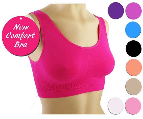 Ladies Fashion Colours Padded Pull Over Support and Comfort Bra *As 