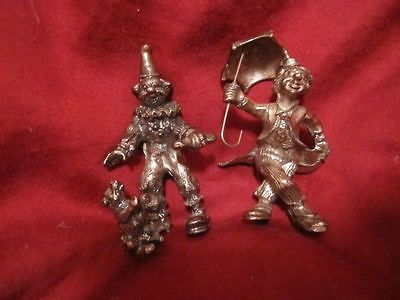 VINTAGE COLLECTIBLE PEWTER CUTE CLOWN MINI FIGURINES W/DOG UMBRELLA 2 