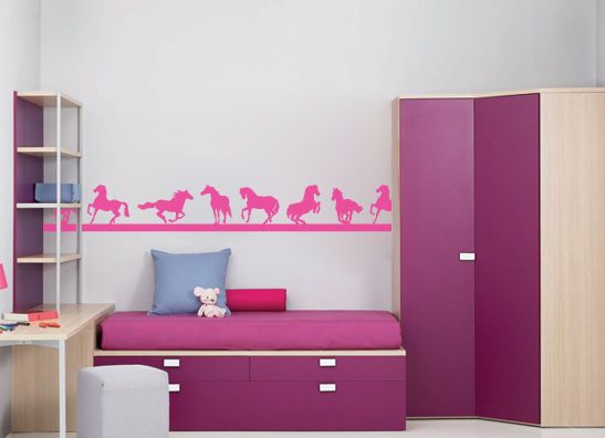 VINYL WALL ART BORDERS STICKERS KIDS CHILDRENS BEDROOM HORSE